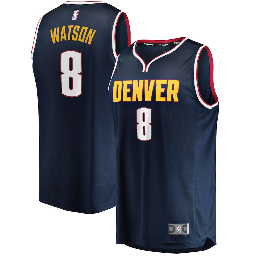 Men Denver Nuggets 8 Peyton Watson Fanatics Branded Navy Draft First Round Pick Fast Break Replica Player NBA Jersey